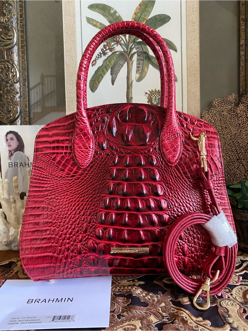 ♥️GORGEOUS RICH MERLOT OMBRE MELBOURNE BRAHMIN ROSETTA SATCHEL